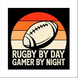 Rugby By Day Gamer By Night For Video Game Lovers - Funny Rugby Vintage Posters and Art